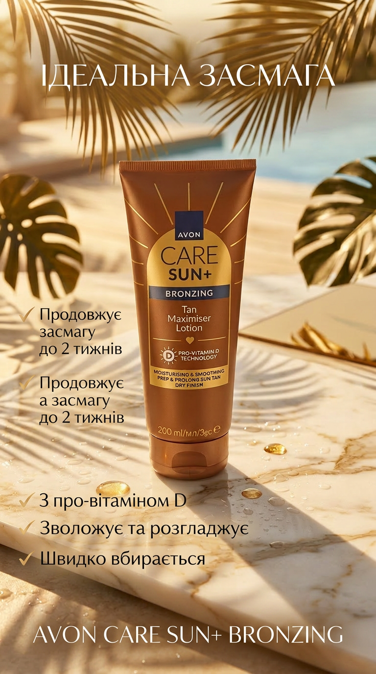 Лосьйон-підсилювач засмаги Avon Care Sun+ Bronzing Tan Maximiser Lotion 200 мл
